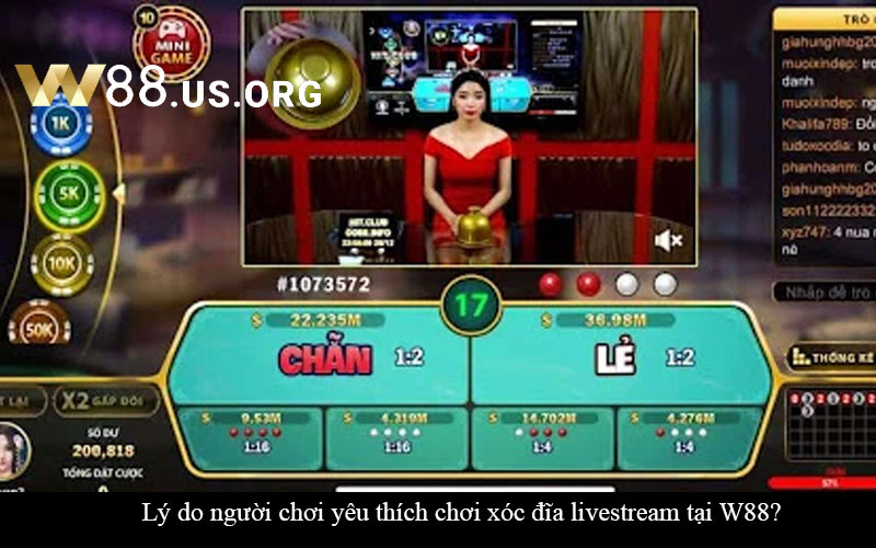 Lý do người chơi yêu thích chơi xóc đĩa livestream tại W88?